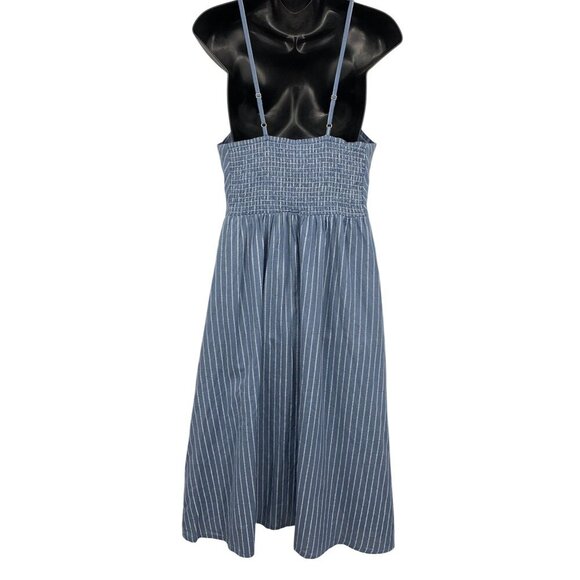 Japna Stripe A-Line Fit Flare Size Large L Blue Women Chambray - Picture 4 of 8
